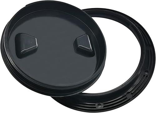Miniatura 4 de Escotilla de placa de inspección circular antideslizante negra marina con cubierta desmontable para barco de acceso RV