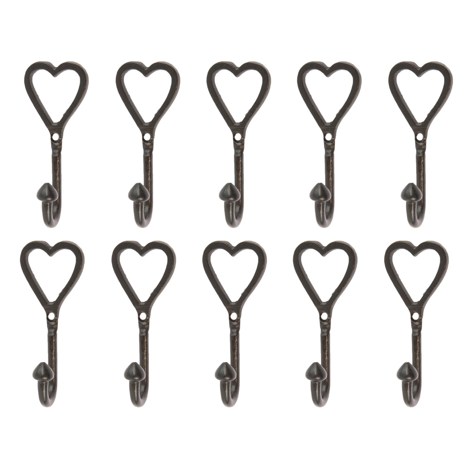 Hammer And Tongs Black 10X 40Mm X 100Mm Single Heart Hook - Cast Iron Vintage Antique Wall Mounted Hanger
