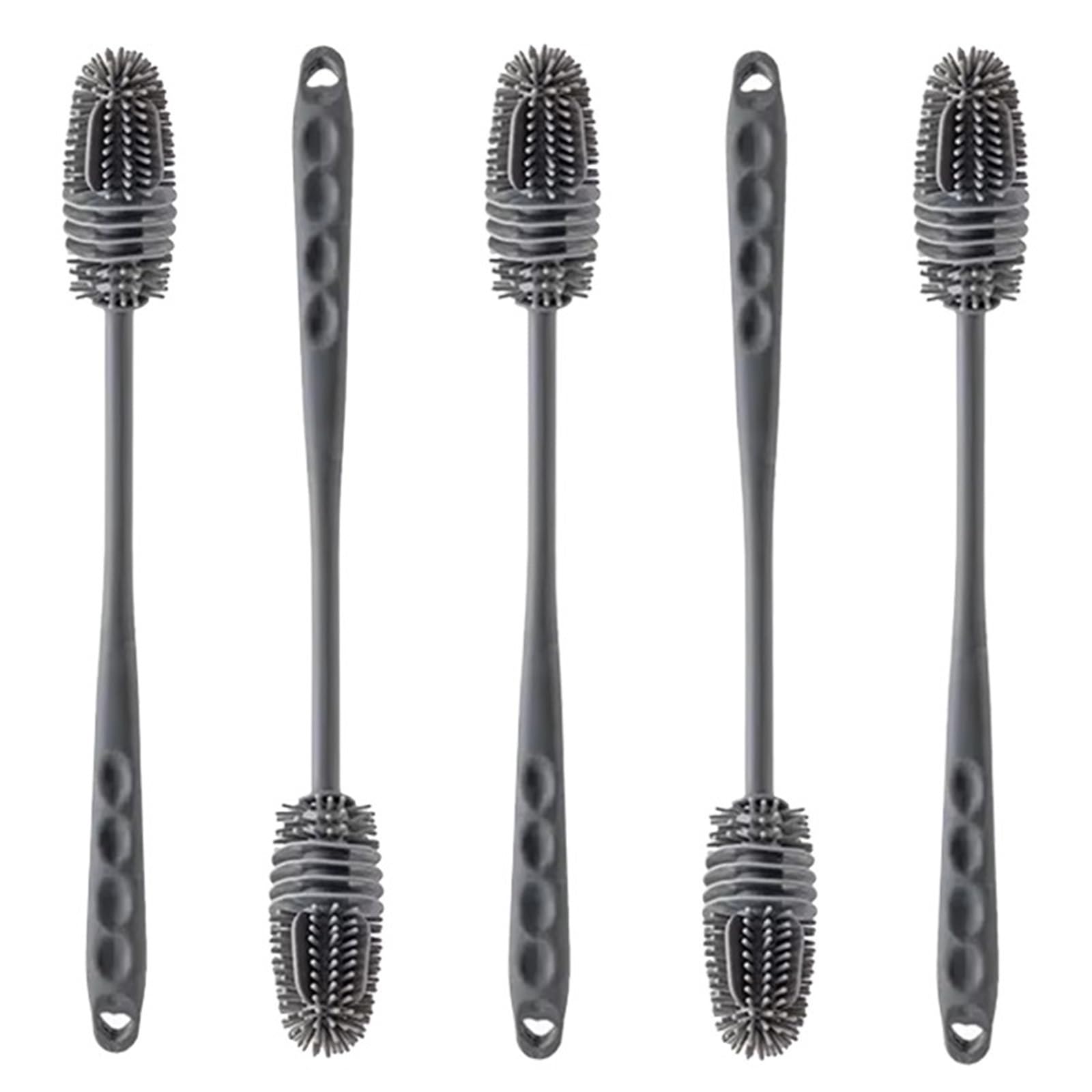scovolino per bottiglie Spazzole for bottiglie di latte in silicone Manico lungo Bottiglia for bevande for pulizia tazza vetro Strumento for la della cucina(5Pcs M Grey)
