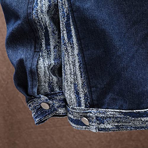 YHEGHT Jaqueta masculina para primavera e outono moda lazer cor sólida fivela com capuz jaqueta jean