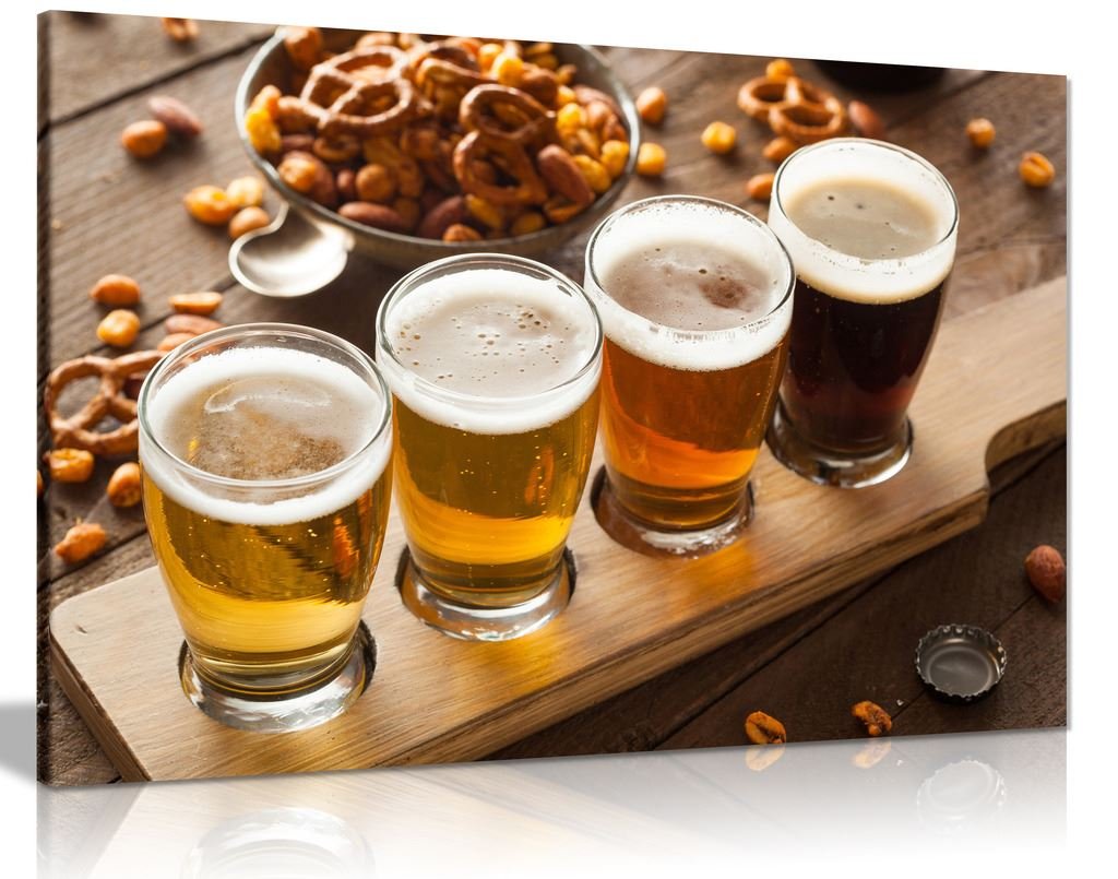 Panther Print Alcoholic Beers & Pretzels Bar Pub Canvas Wall Art Picture Print (36X24)