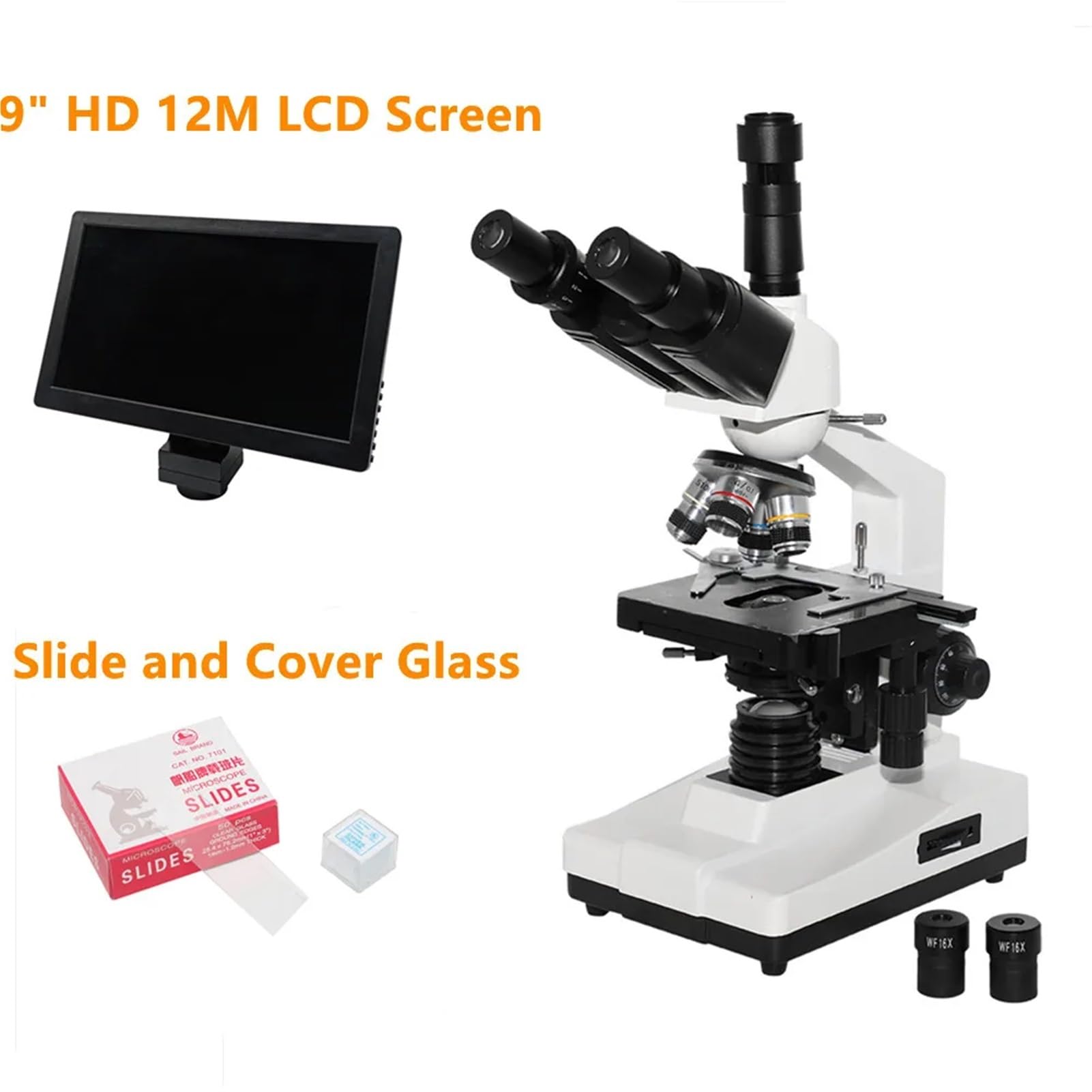 Mikroskop Biologiczny Trinoculare 40X-1600X Con Display Lcd Da 9''E Fotokamera Cyfrowa 12 Mp Dla Studentów.