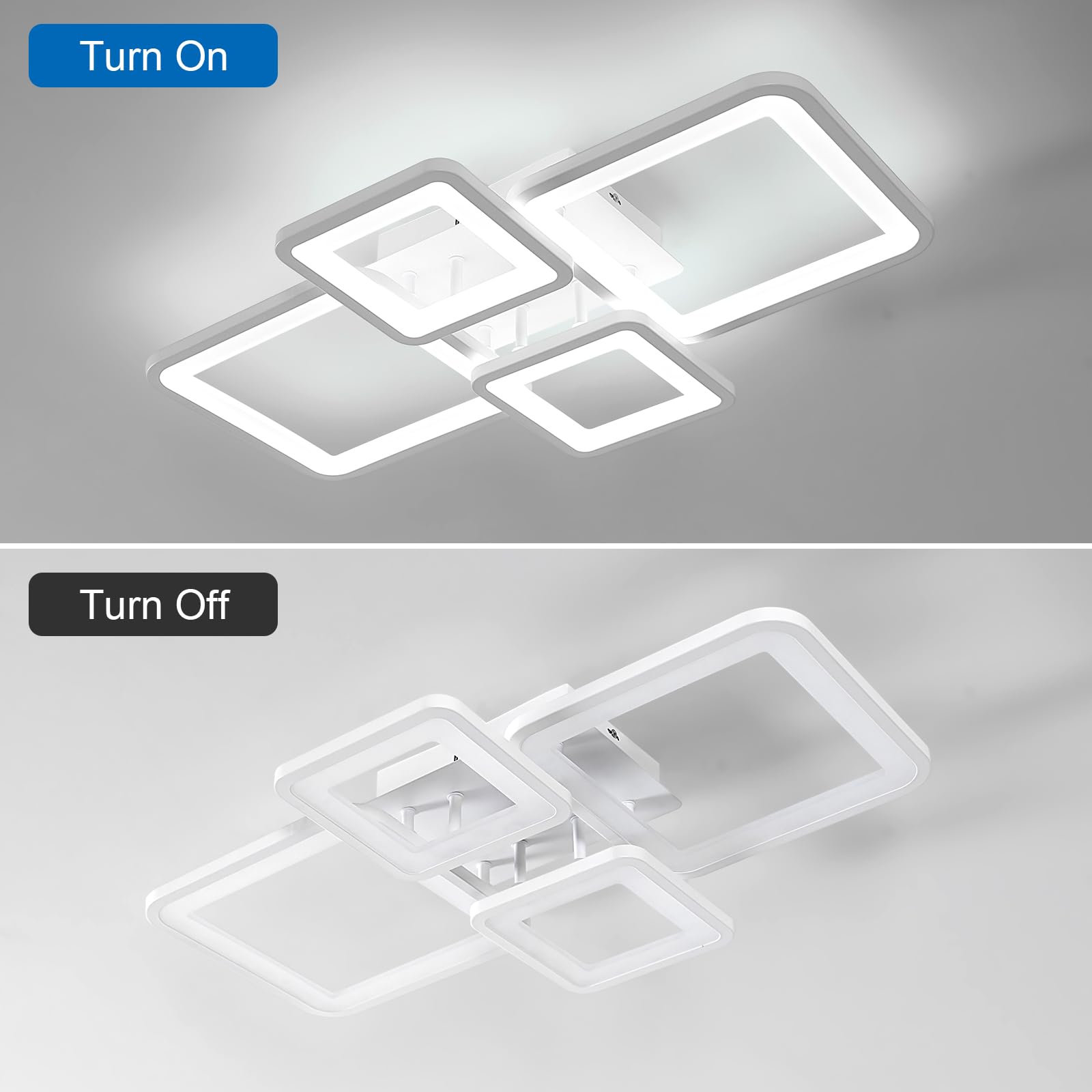 Plafoniera LED Soffitto 62CM, 56W 6300LM Lampada da Soffitto Rettangolo Design, Plafoniera Camera da Letto Bianco per Soggiorno Cucina Camera da Letto Sala da Pranzo, Bianco Freddo 6500K