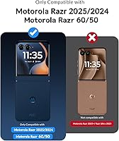 Vista 8 de NINKI Funda para Motorola Razr 2025/2024 con función atril y protector de pantalla, funda delgada de cuero a prueba de caídas Razr60 para Motorola