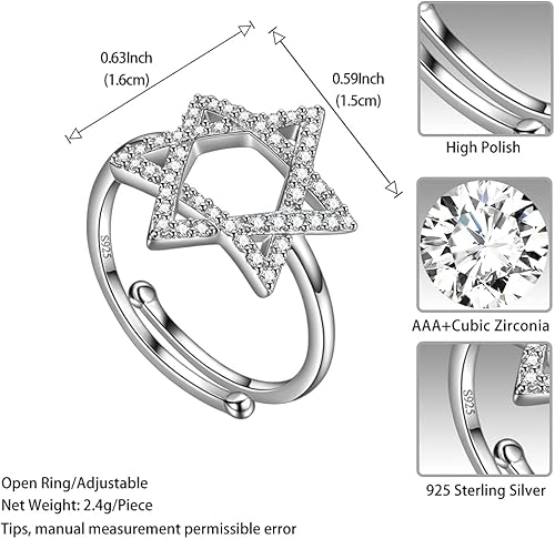 Miniatura 6 de Collar con colgante de estrella de David judía con cruz celta joyería cristiana religiosa para hombre y mujer de plata de ley 925 Cresent Moon