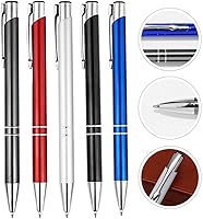 Vista 7 de Cabilock Bolígrafos de metal, 5 bolígrafos retráctiles, tipo prensa, bolígrafo de tinta negra, bolígrafo de rodillo, bolígrafo de diario, papelería