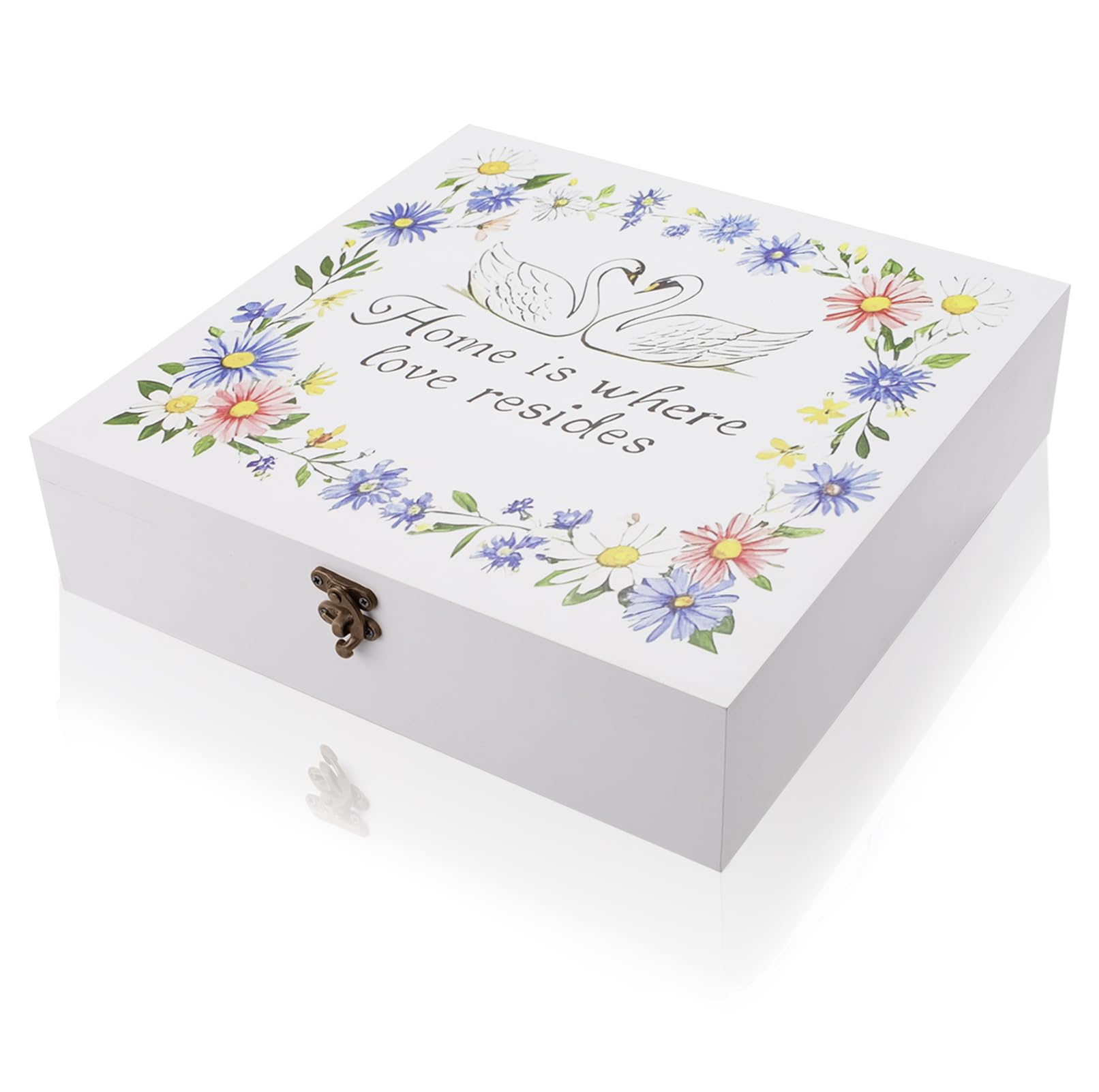 Betinyar Wooden Card Box, White Wedding Gift Card Boxs, Rustic Wedding Cards Box, Wooden Organizer For Weddings, Parties, Birthdays (White)