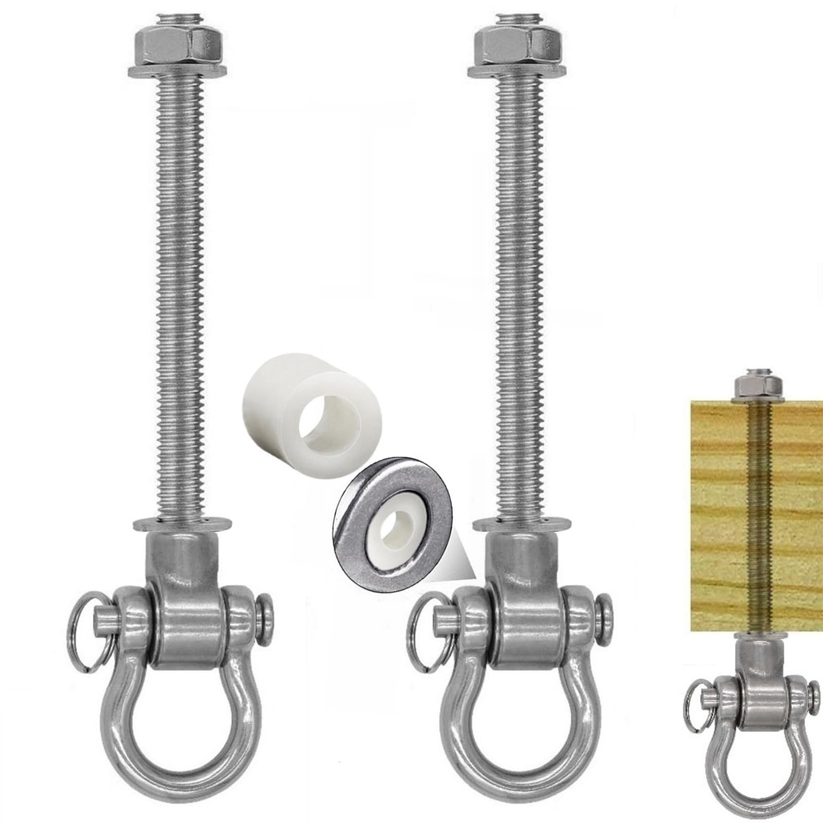 WWFFEN 2 Bearing Silent Heavy Duty Swing Hanger Permanent Anti-Rust 180° Swing, 1500 lb Capacity sandbag Yoga Swing Hammock Chair,11''