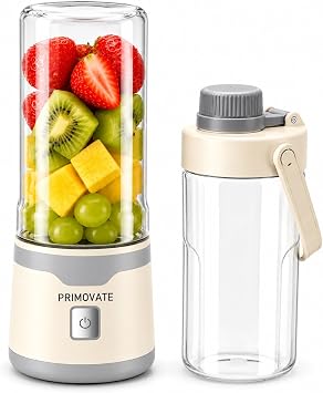 Portable Blender 2026 Model, 450ML, 18-Blade Powerful Smoothie Maker, USB Type-C Rechargeable, Ice Crushing Personal, 1500mAh Battery, 60W Motor, Travel Blender with Extra Jar & Lid