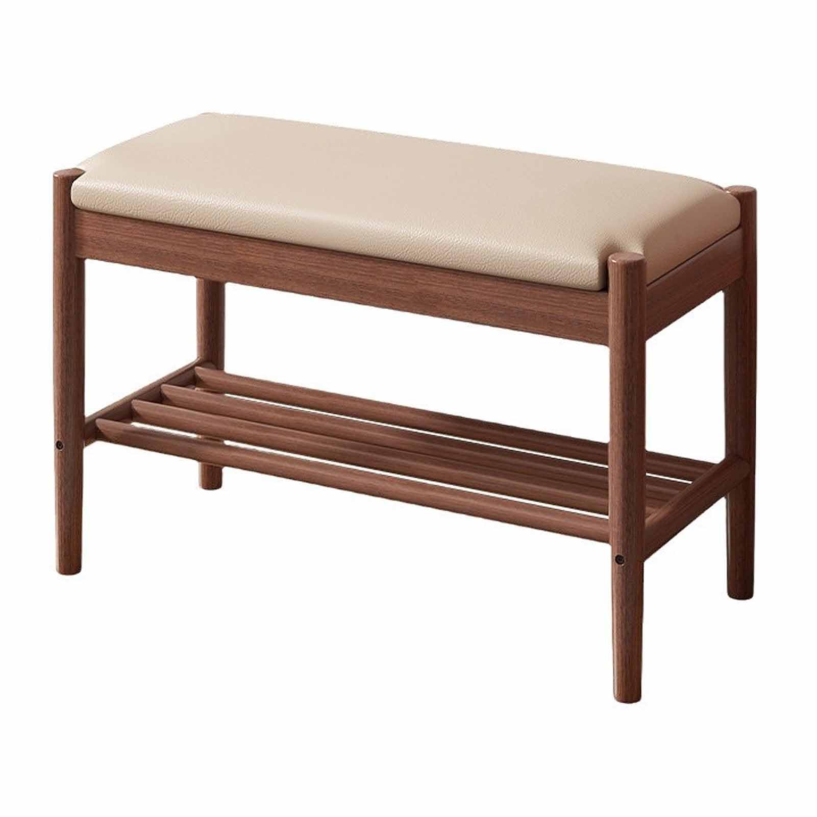 LWJSOCP Indoor Wooden Shoe Rack Bench with Faux Leather ating for Entryway Hallway & BedroomCompact Storage Solution for Small Spaces