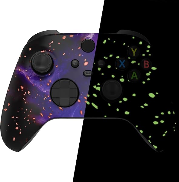 eXtremeRate Front Gehäuse Case für Xbox Series X&S Controller, Custom Vorderseite Hülle faceplate Skin Shell Cover für Xbox Core Controller-Dark Materie, leuchtet im Dunkeln - 1