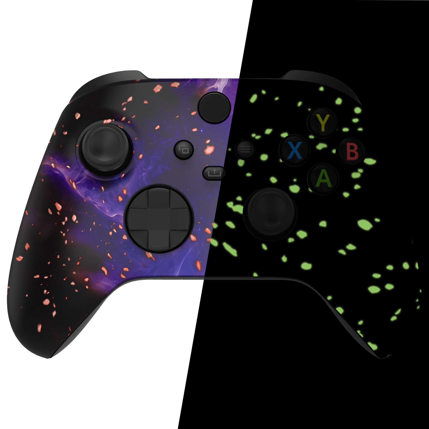 eXtremeRate Front Gehäuse Case für Xbox Series X&S Controller, Custom Vorderseite Hülle faceplate Skin Shell Cover für Xbox Core Controller-Dark Materie, leuchtet im Dunkeln - 1