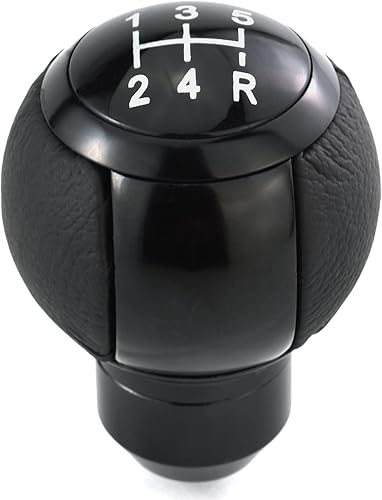 Miniatura 10 de Lunsom Pomo de palanca de cambios de 5 velocidades, palanca de cambios de piel, se adapta a la mayoría de automóviles de transmisión manual (rojo)