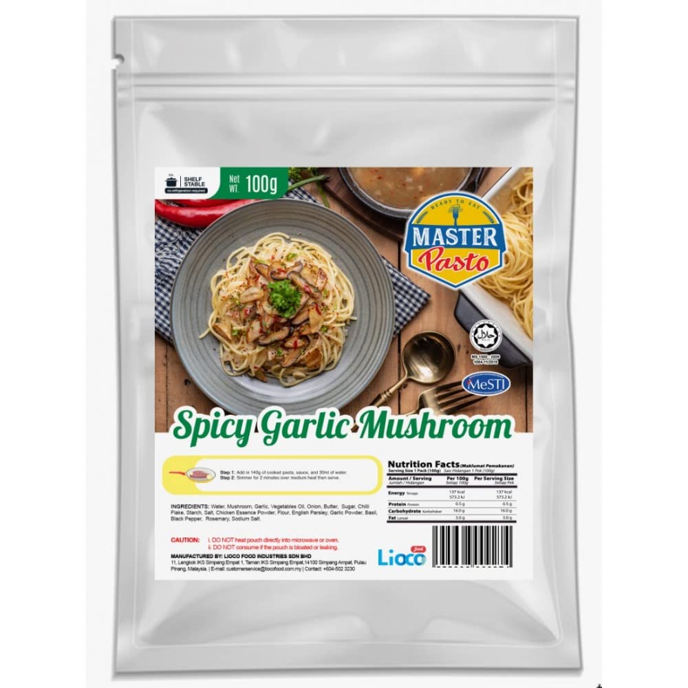 MASTER PASTO Instant Spicy Garlic Mushroom Sauce 100g Master Pasto