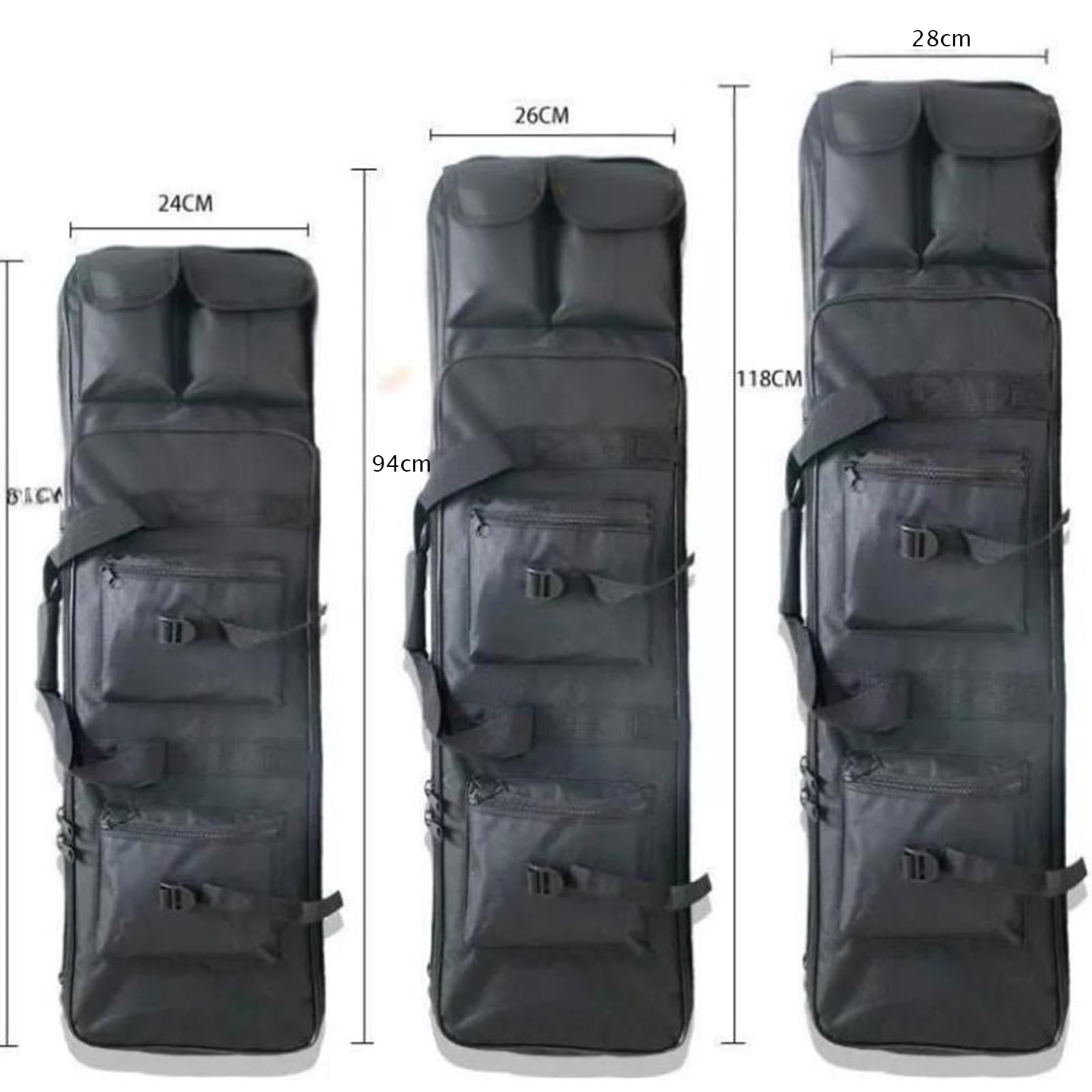 Bolsa para Doble Rifle Escopeta Airsoft, Maletin Arma Larga, 81/94/118 cm Bolsa Táctica Funda para Arma con Correa de Hombro Bolsa de Transporte Vaina para Caza Disparando