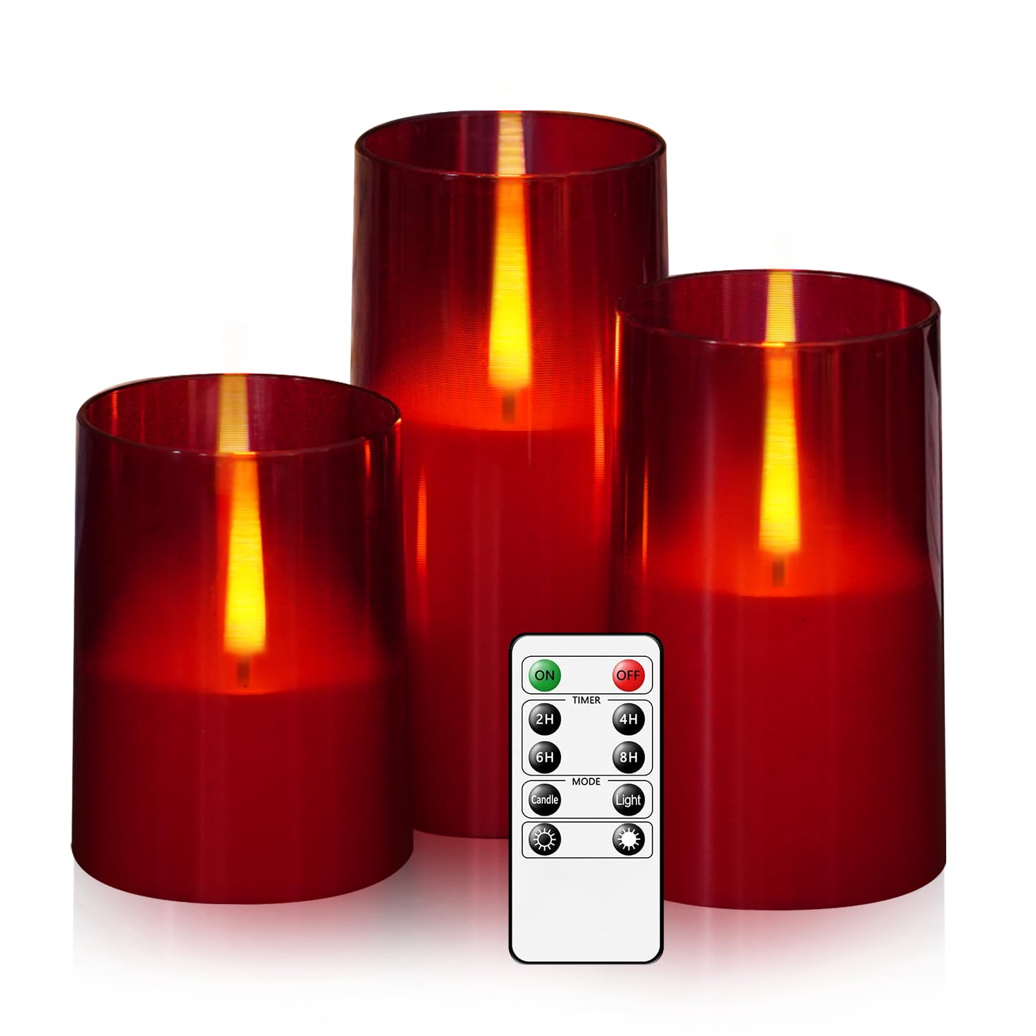 kakoya Flameless Candles Upgraded Realistic Flickering Flame,Battery Operated LED Candles with Remote Timers,Acrylic Elect...