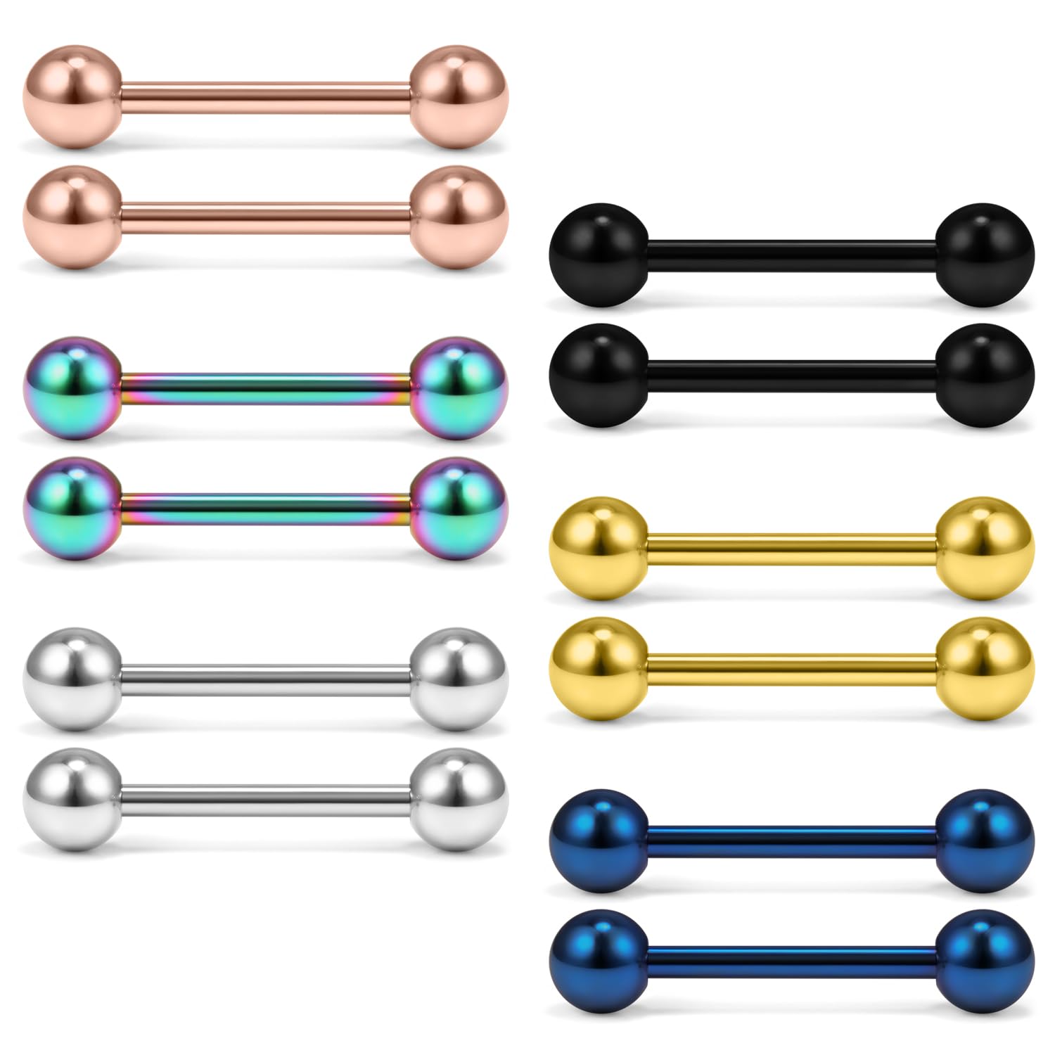 Ruifan Stainless Steel Internally Threaded Tongue Nipple Shield Barbell Ring Bar Body Piercing Retainer 14G