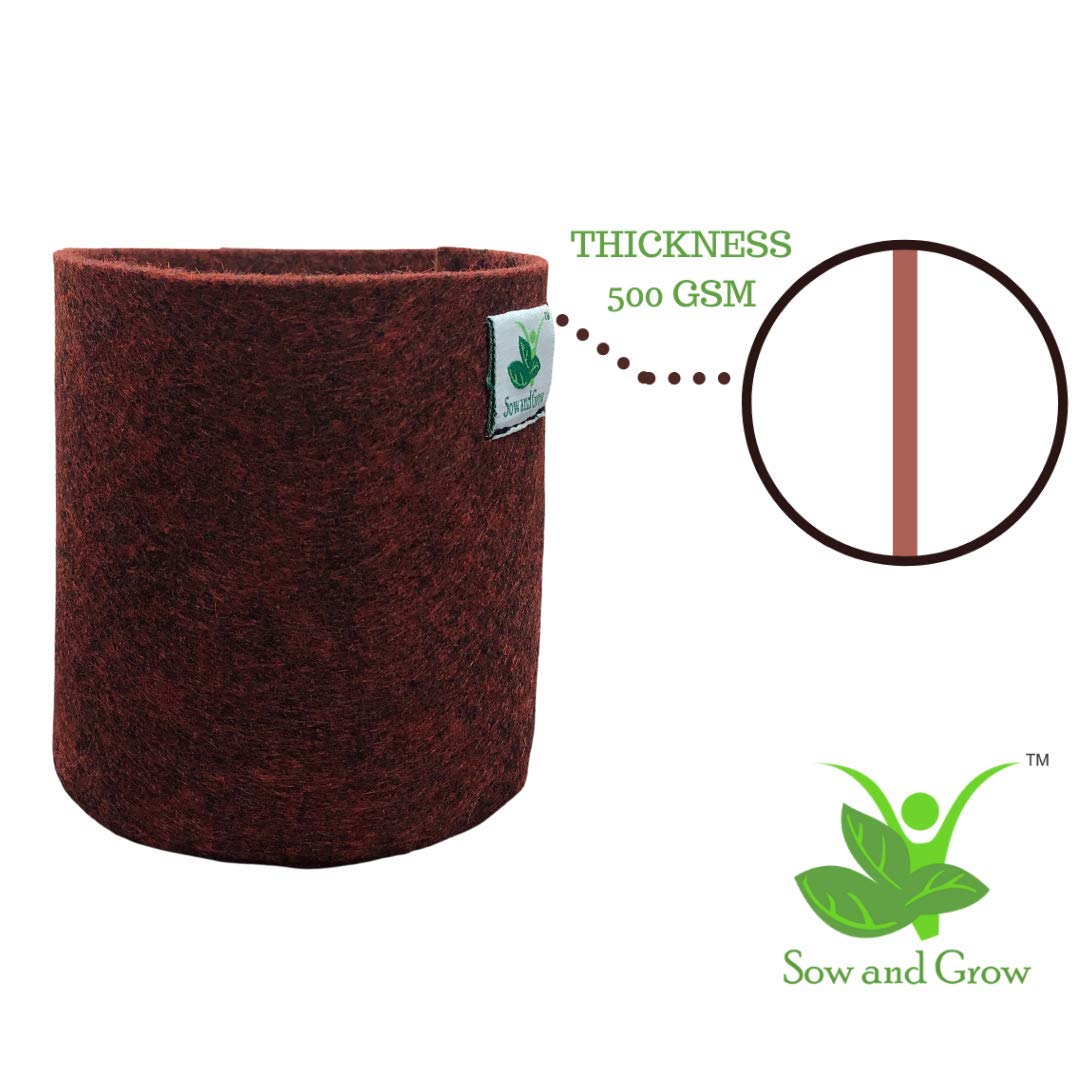 Sow and Grow 6-Pack 5x5 inches Grow Bags Heavy Duty 500GSM Thickened Nonwoven Plant Fabric Pots for Desktop Plants, Succulents, Small Plants || Small Size Without Handles, Multicolor 2
