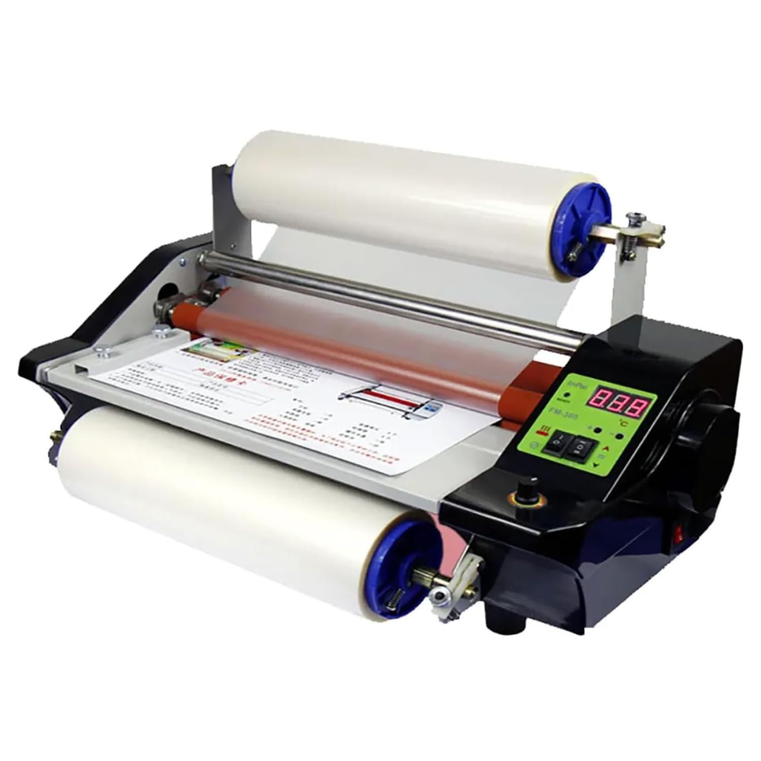 TsoLay Laminatore a Rullo Caldo E Freddo, Macchina di Laminazione Professionale da 350 Mm 2 M/min con 4 Rulli in Gomma Spessa, Riscaldamento Rapido di 3-4 Minuti, per Fotografie