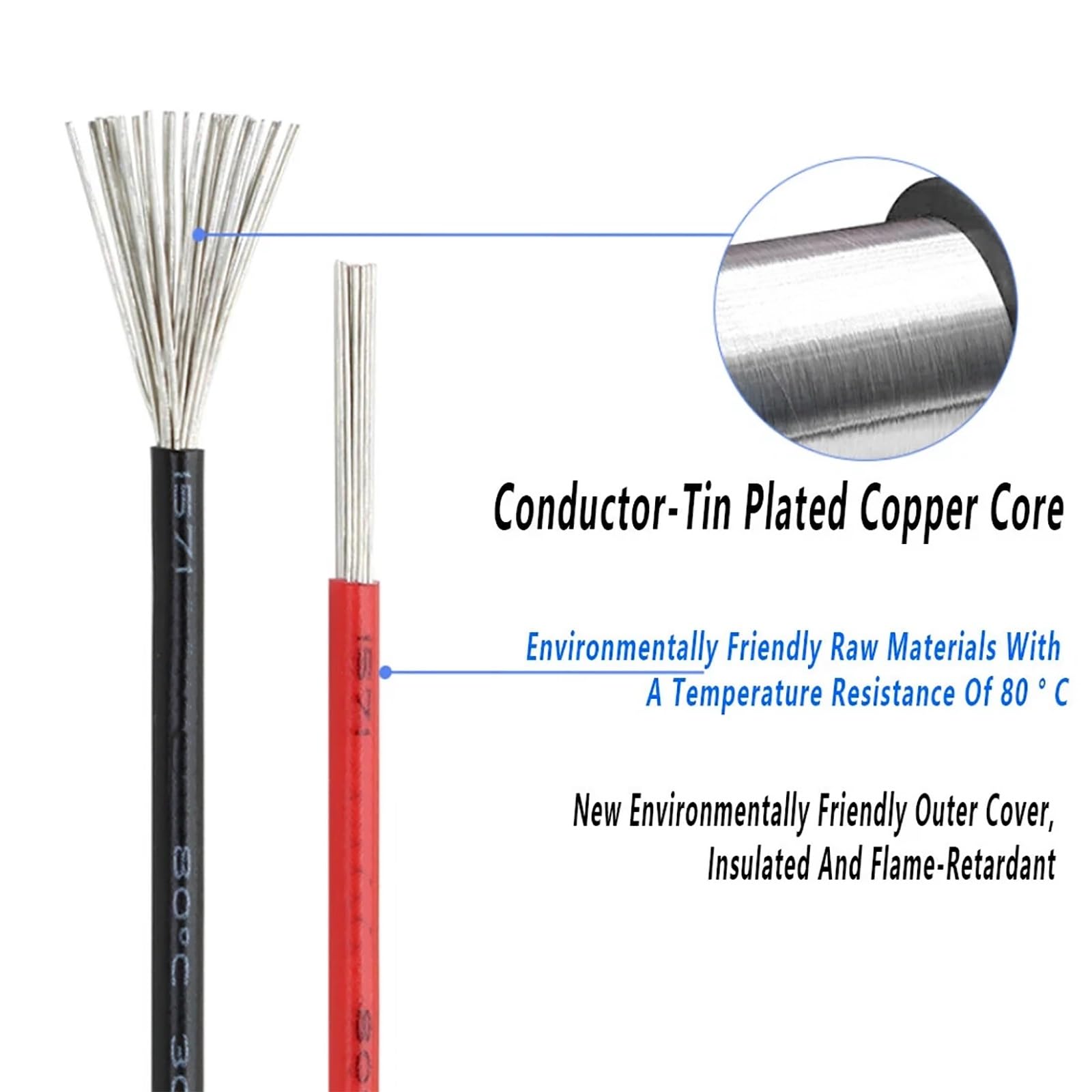 Alambre eléctrico de alta temperatura Calor, Cable de silicona cobre estañado HV HT 1 núcleo, certificado UL, 12-30 AWG, 320 pies con cinta aislante(16AWG)