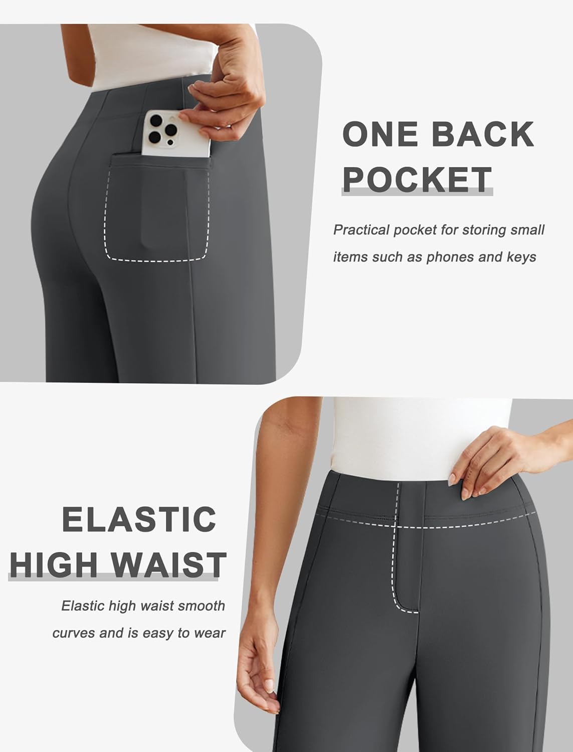 DLOODA Womens Dress Work Pants Wide Leg Business Casual Slacks Stretchy High Waist Comfy Trousers with Pocket - Image 4