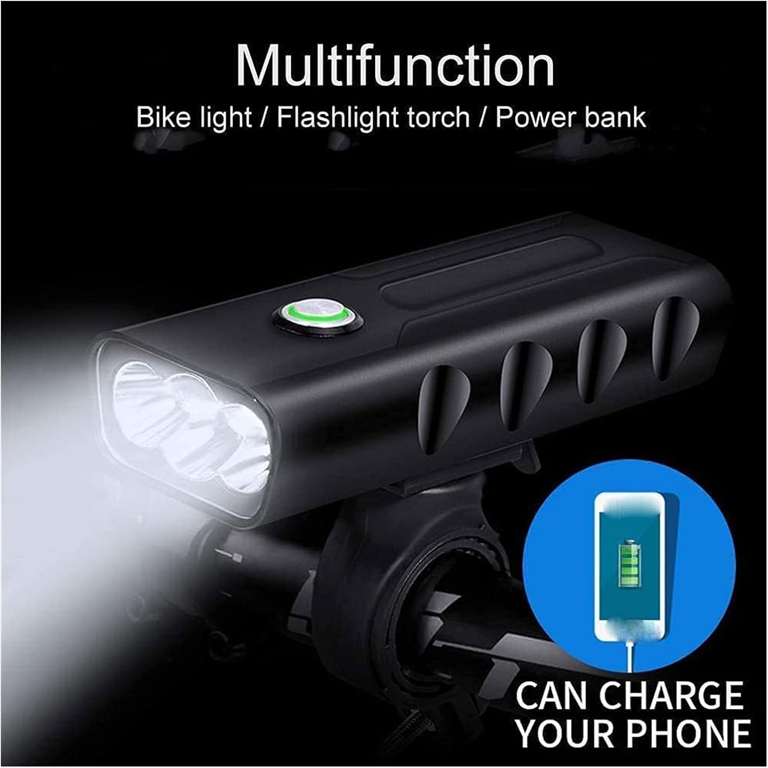 USB Rechargeable Bike Light Super Bright Bicycle Front Headlight and Back Taillight 3 Light Modes Large Capacity Battery for Commuters Road Cyclists