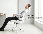 High Back Small Office Chair Adj Headrest Sliding Flip-up Armrests,White
