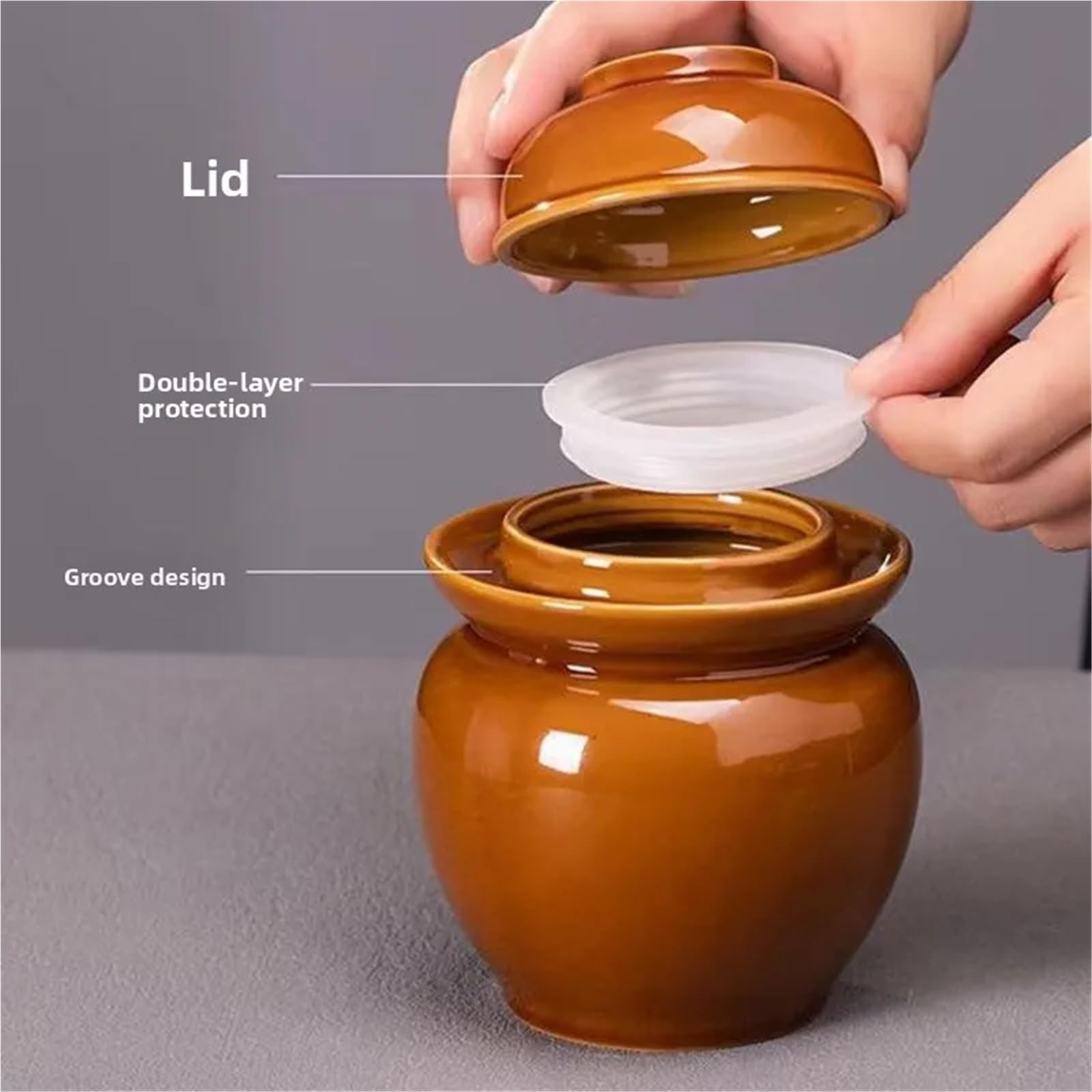Keramik Teedose Dickes Kimchi-Glas aus Keramik for den Heimgebrauch, Tontopf, Gurkenzylinder, versiegelt