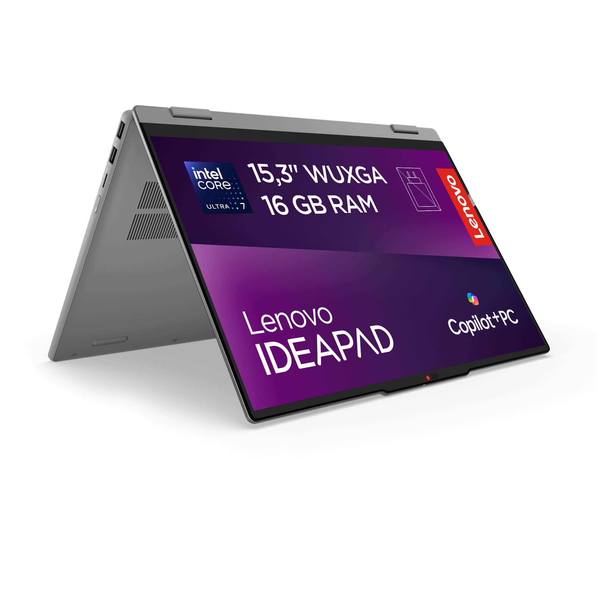 Lenovo IdeaPad 5i 2-in-1 Laptop | Copilot+ PC | 15.3" WUXGA Touch Display | Intel Core Ultra 7 355 | 16GB RAM | 1TBSSD | Integrierte Intel Grafik | Windows 11 | QWERTZ | Grau | 3 Monate Premium Care