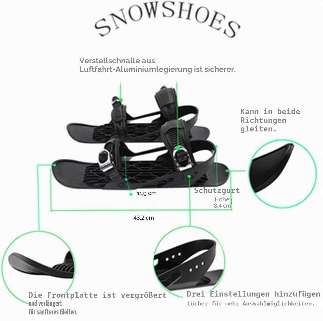 Mini Short Ski Skates for Snow，Mini Short Ski Skates for Snow Pro Version,Adjustable Short Mini Ski Skates,Short Snowskates Snowblades Skiboards for Winter Sport Skiing Equipment