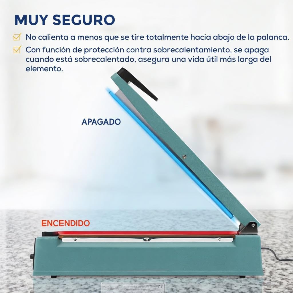 Selladora de Bolsas de Plástico 300mm Sellador Térmico Profesional Bolsas de Polietileno/de Papel de Aluminio y Kraft plastificado, plastico retráctil | No hace vacio | con kit resistencia repuesto