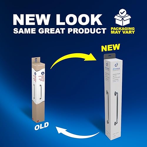 Miniatura 2 de Dynarex Barra de agarre moleteada con brida giratoria, 24 pulgadas, acero inoxidable con textura, centro antideslizante del riel de seguridad,