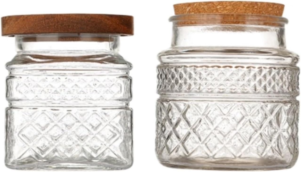 Food Storage Jar 2Pcs Glass Storage Container with Lid Coffee Canister Jar Bath Salt Container Pantry Organization