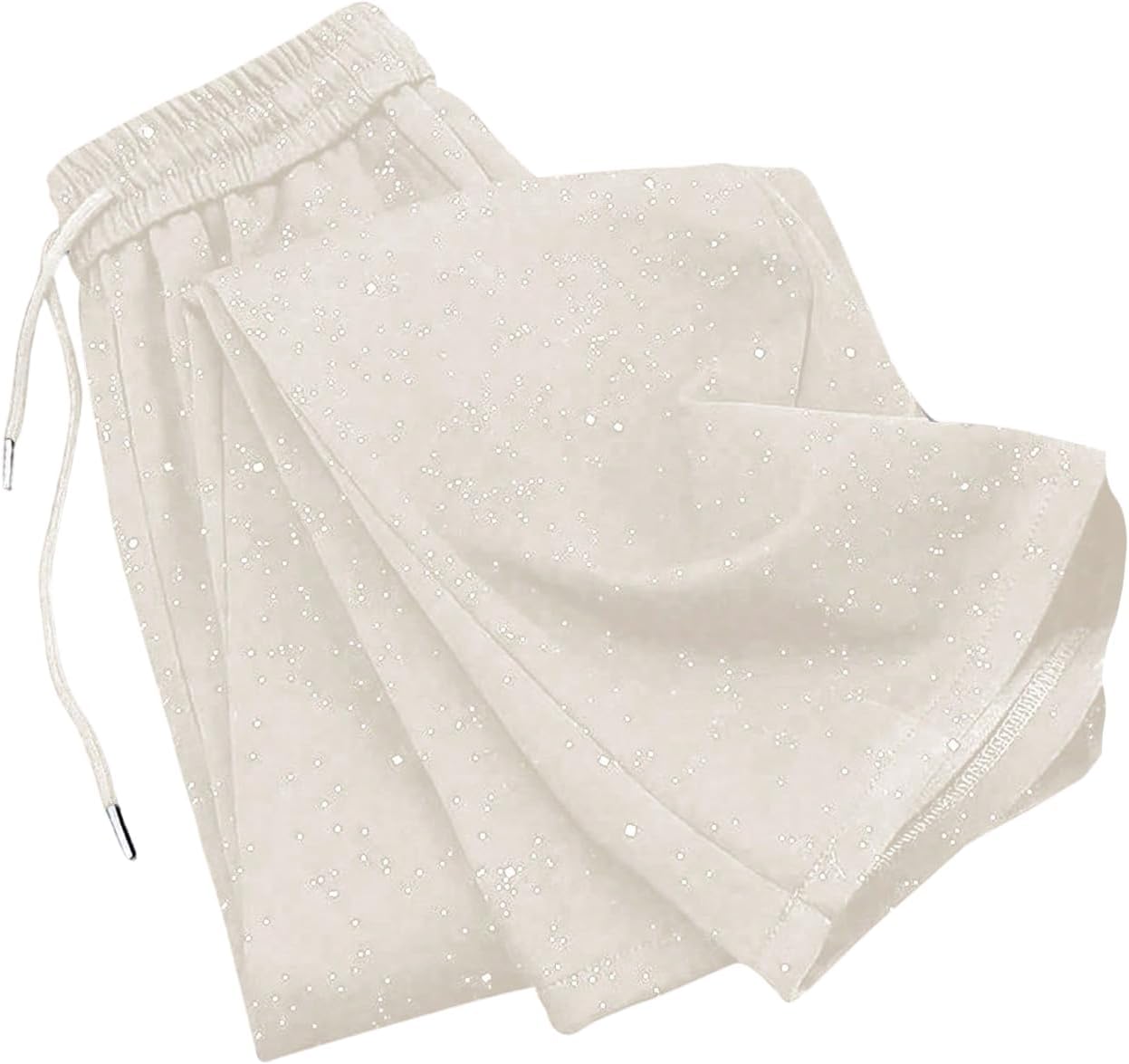SOLY HUX Women's Glitter Wide Leg Pants Drawstring Elastic Waist Baggy Pants Trousers Streetwear