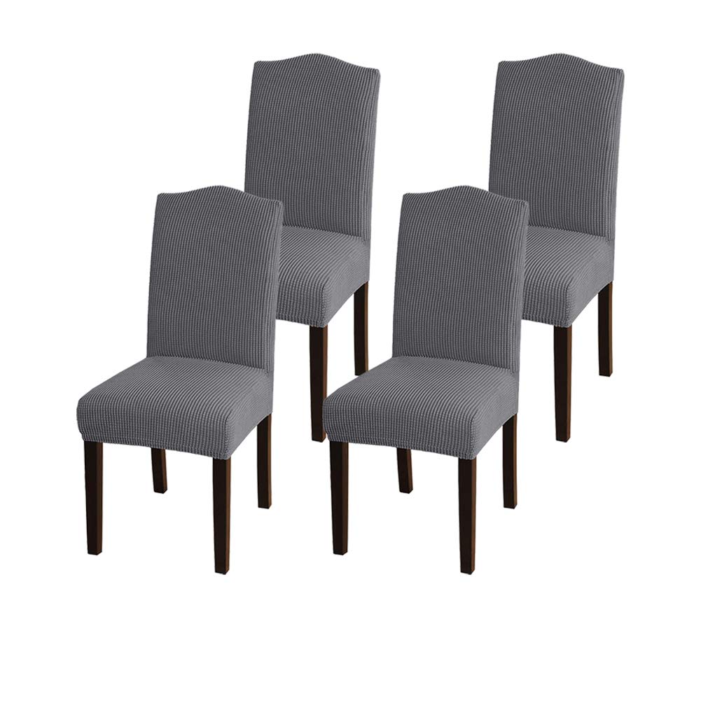 GAEA.TEX Dining Chair Covers Stretch Washable Removable Seat Slipcovers Protector for Dining Room Parson Chair (Set of 4, Gray)