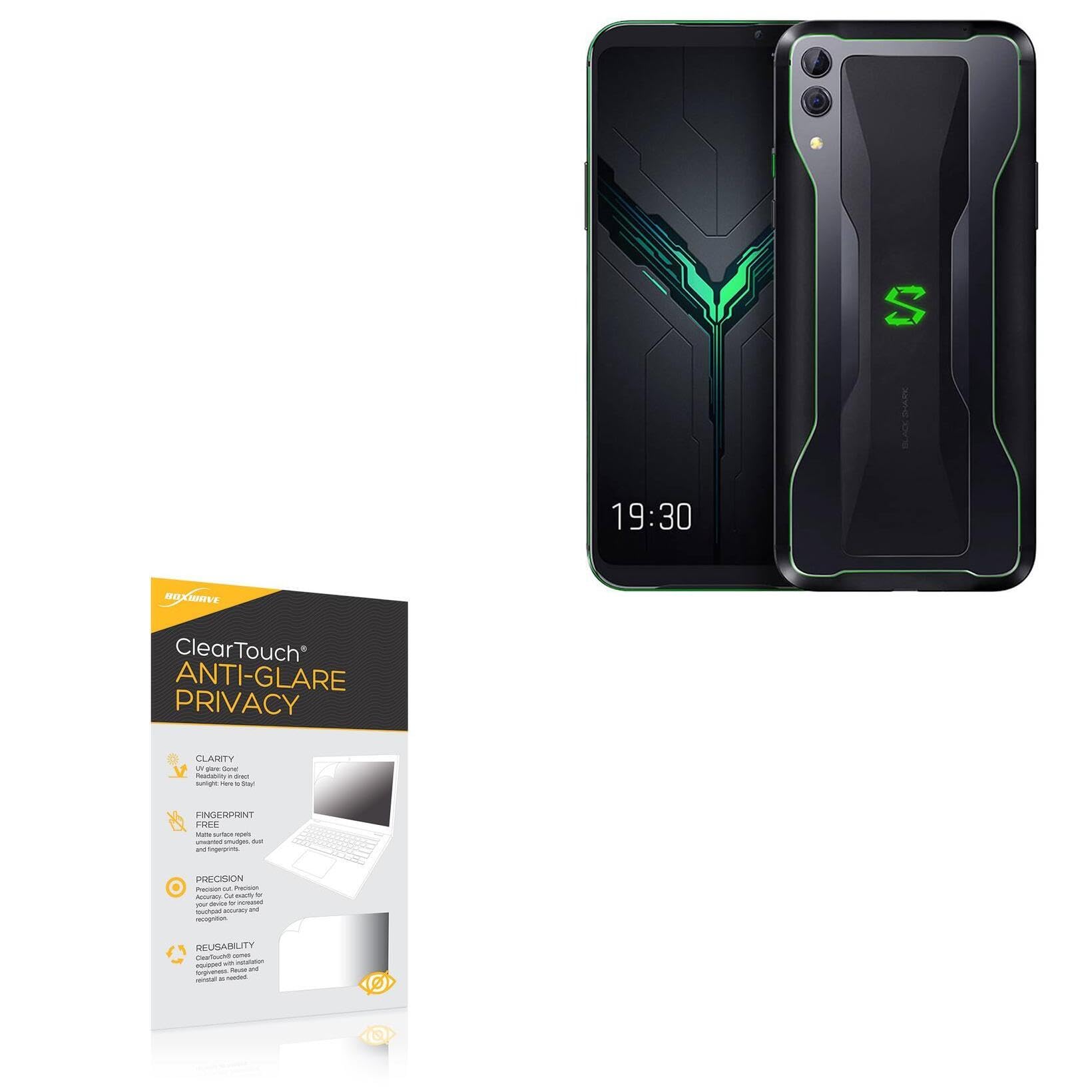 BoxWave Screen Protector Compatible with Black Shark Black Shark 2 - ClearTouch Anti-Glare Privacy (2-Pack), Privacy Screen Protector Flexible Film Anti-Glare