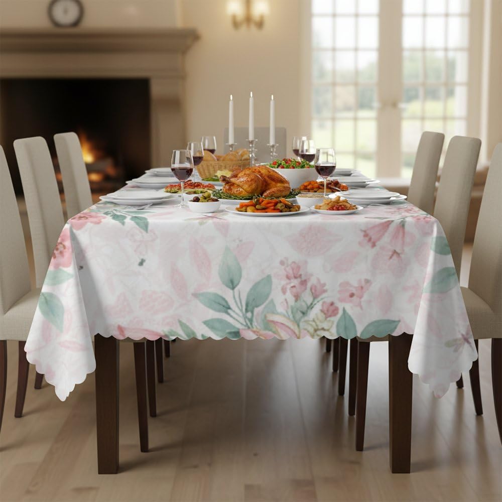 Romantic Style Rectangle Tablecloth 60x120 in, Washable Modern Party Table Cover, Party Supplies and Decorations Fun Table Cloth for Seasonal Holiday Brunch Supplies Cover