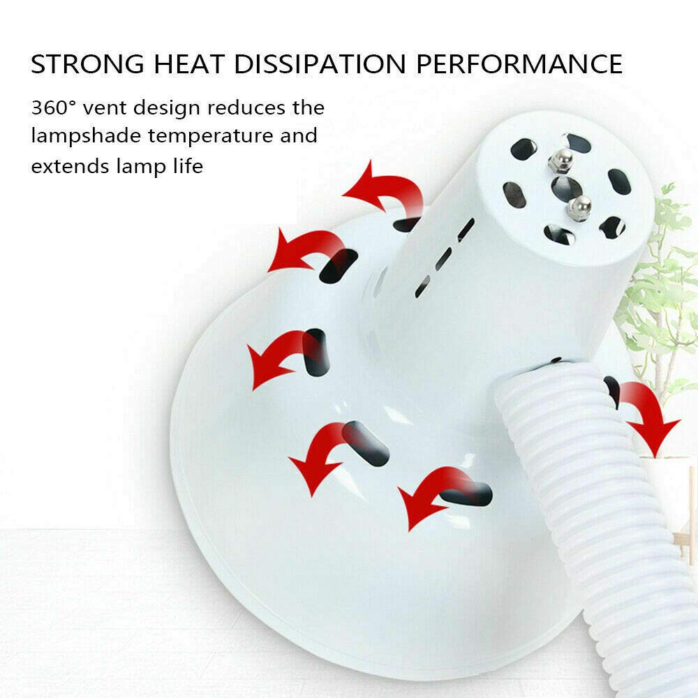 Lámpara de calor de 275 W, con cabezal único, 360 grados, ajustable, lámpara de infrarrojos, tubo telescópico, lámpara de terapia, tratamiento de la piel, para salón de belleza, salón o salón