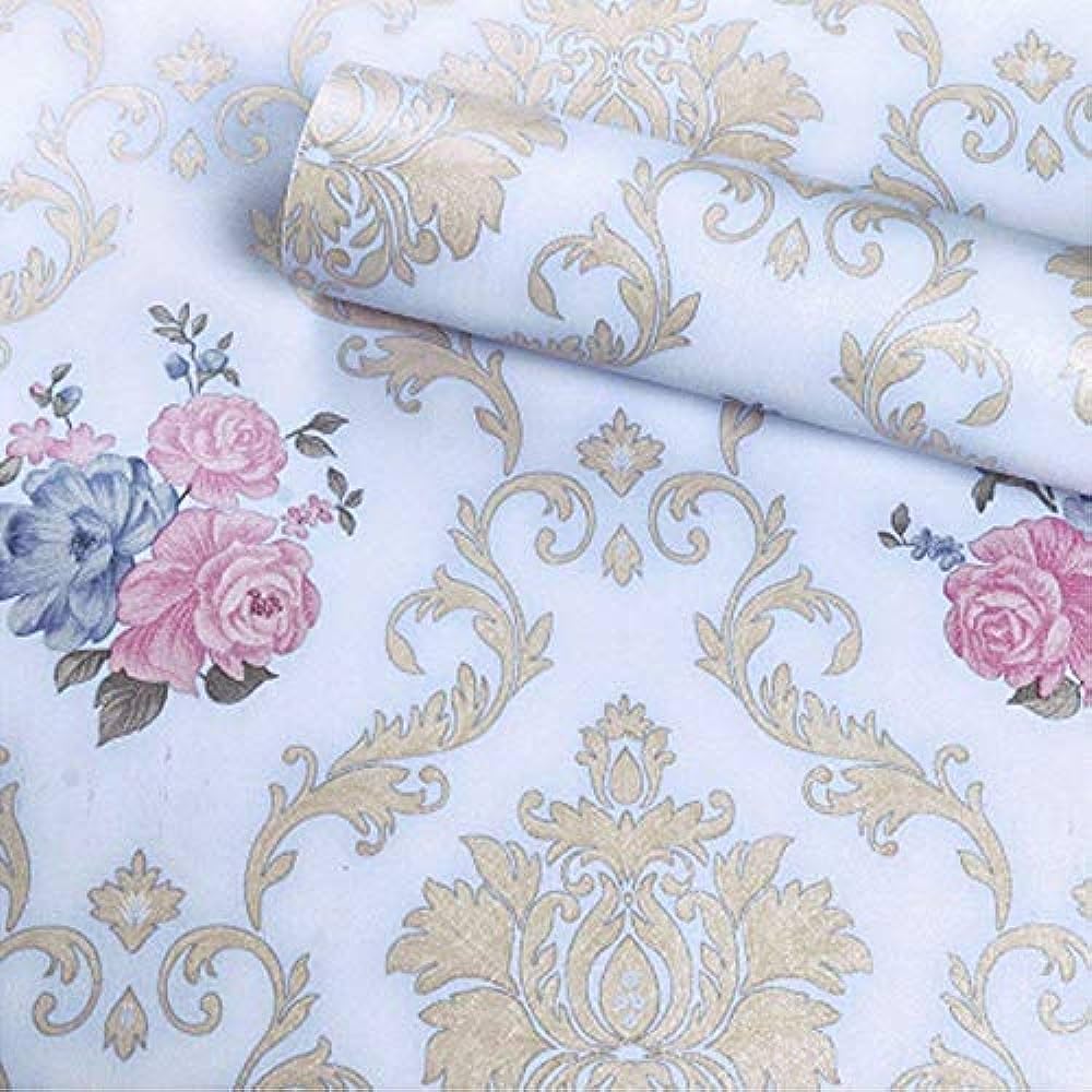 Pringo Waterproof Self Adhesive Vintage Wallpaper Wall Sticker For Living Room Hall Bedroom Decoration PVC Vinyl DIY Wall Stickers 45 x 305 cm - Blue (B0D7HTXN4N) Amazon Price History, Amazon Price Tracker
