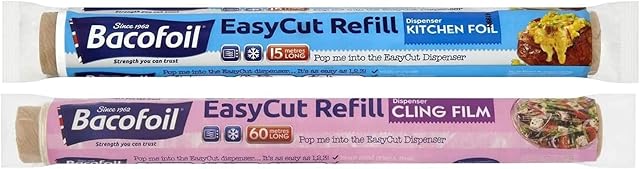 1 x EasyCut Cling Film Refill Roll 35cm x 60m and 1 x EasyCut Foil Refill Roll 30cm x 15m