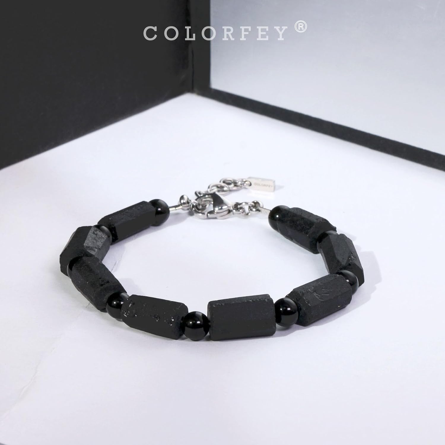 Protection Crystal Black Tourmaline Bracelet for Men, Raw Tourmaline Stone Bracelets Unique Healing Crystal Gemstone Bracelet, Premium Handmade Bead Bracelets Positive Energy Gift for Him - Image 3