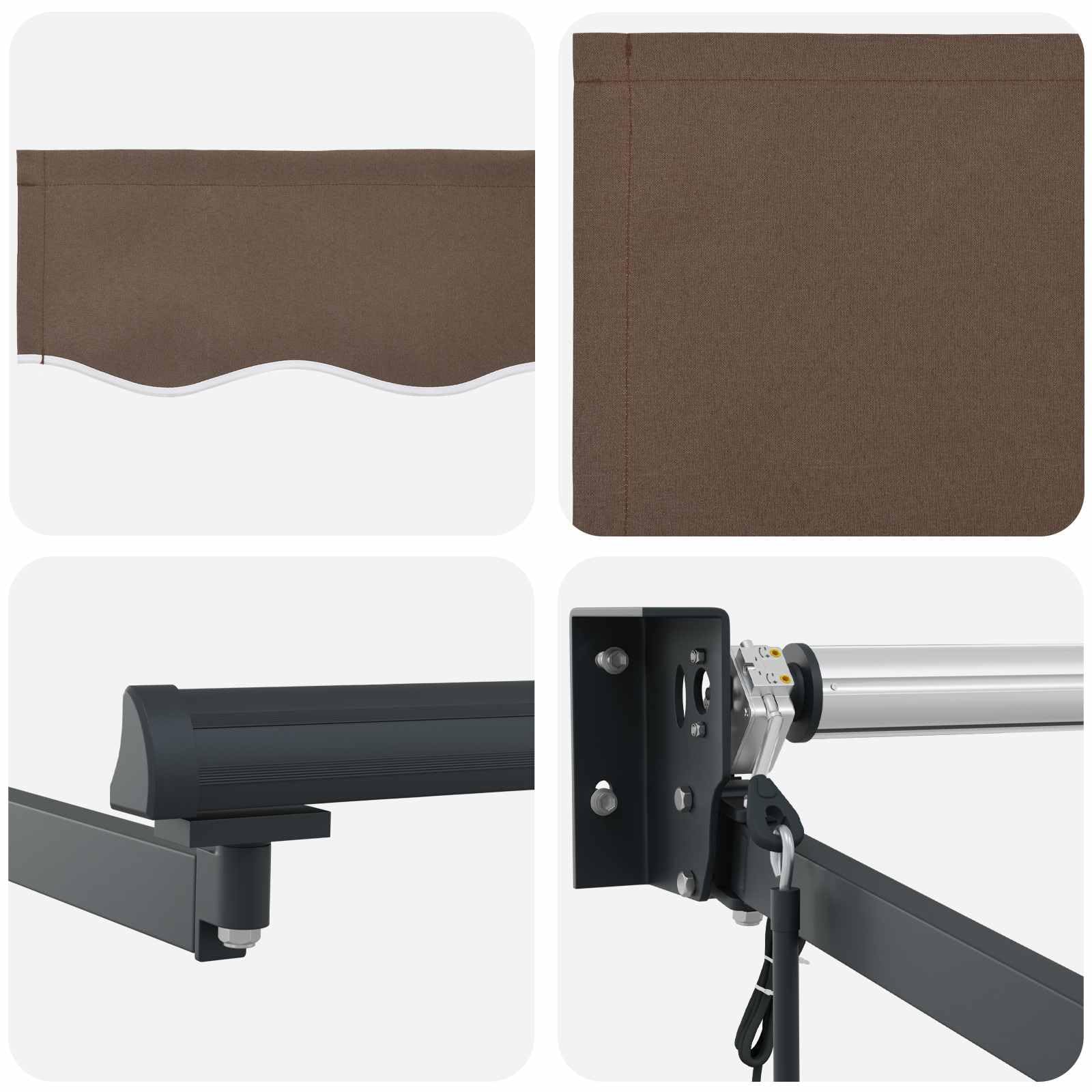 Toldo eléctrico extensible con LED, sensor meteorológico, marco de aluminio, resistente al agua, resistente a los rayos UV, eléctrico, ideal para balcón, terraza, jardín, protección solar