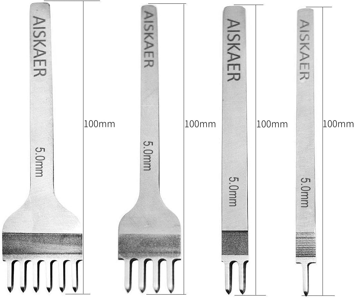 aiskaerstainless Stahl 1/2/4/6 Zinken DIY Diamant Schnürung Nähte Meißel Set Leder Craft Kits