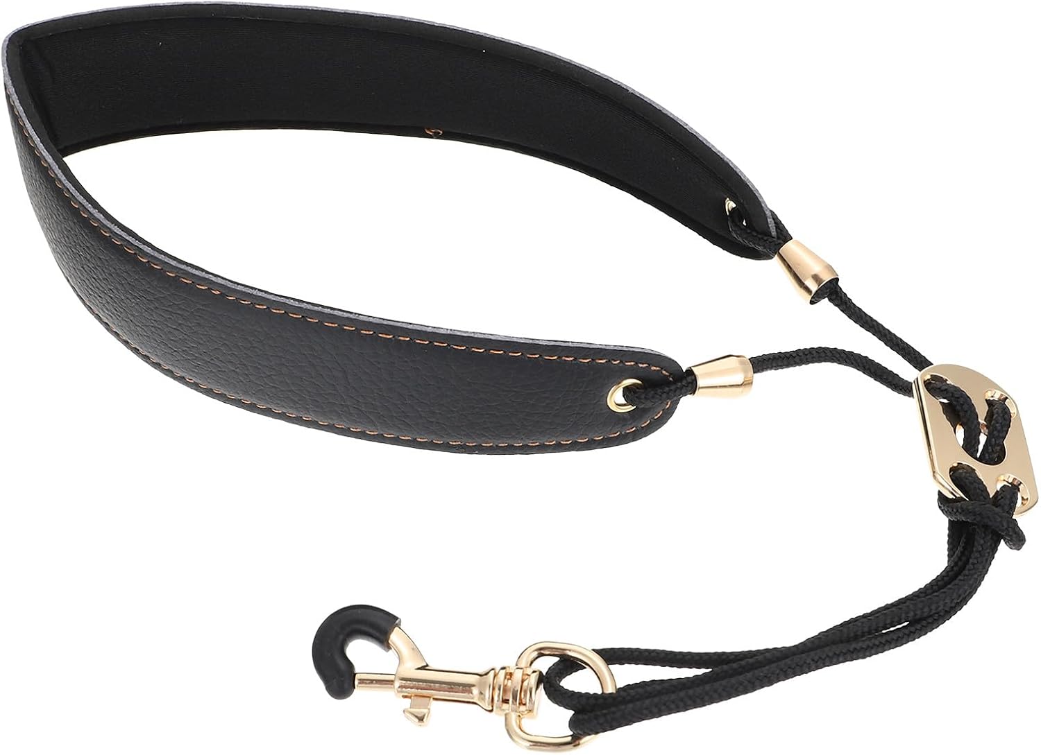 BESPORTBLE Adjustable Saxophone Neck Strap with Soft Leather and Fleece Padding Black Shoulder Belt for Alto and Tenor Saxophones Music Instrument Accessories