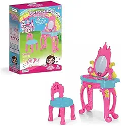 Maquiagem e Beleza Penteadeira de Princesa com Banca, Homeplay, 3117, Multicor