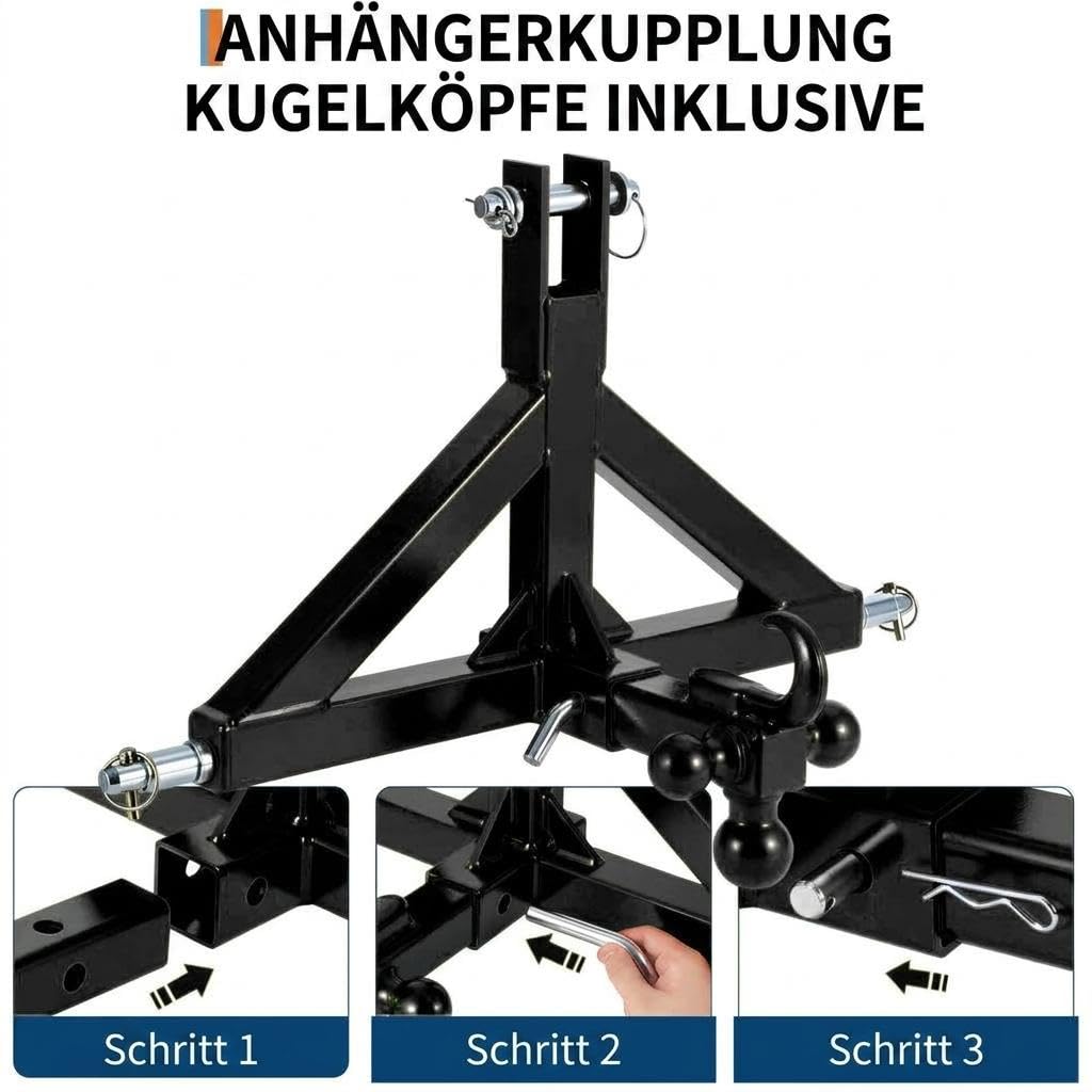 GarveeTech 3-Punkt-Anhängerkupplung Kat 1 4,5t, Traktor Ackerschiene