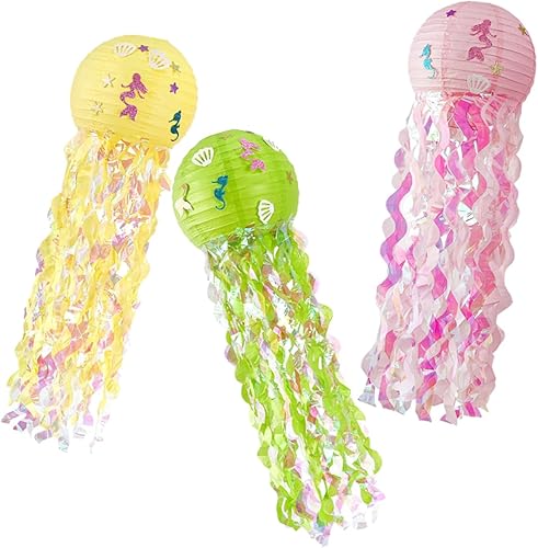 UKCOCO 3pcs Hanging Lantern Ocean Decorations Decorations Mermaid Paper Paper Lantern Lantern Paper Lantern for Birthday Manual Ocean Gift Cartoon