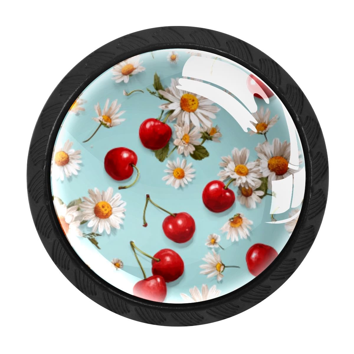 Heoeh Multi 5 4 Pcs Kitchen Cabinet Knobs, Cherry Daisy Drawer Knobs Dresser Handles