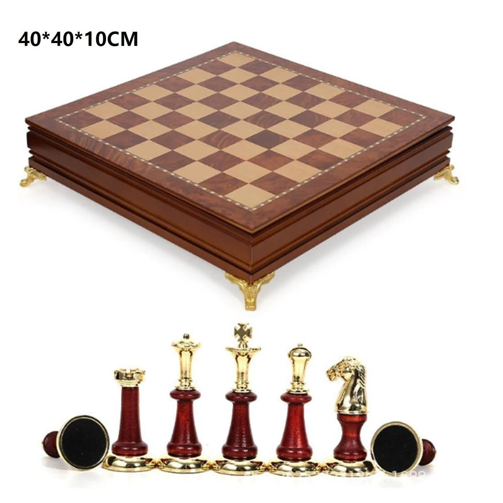 Juego de ajedrez Europeo Vintage de Madera con Almacenamiento Ajedrez