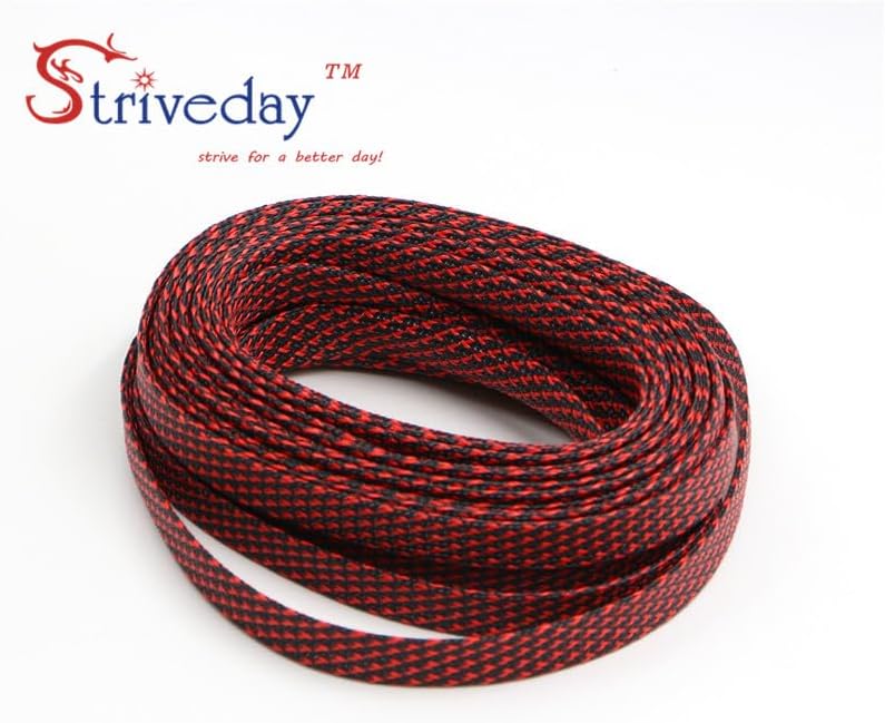 10/30 Meters Black & Pink 6mm Braid PET Expandable Sleeving High Density Sheathing Plaited Cable Sleeves - (Length: 30M)